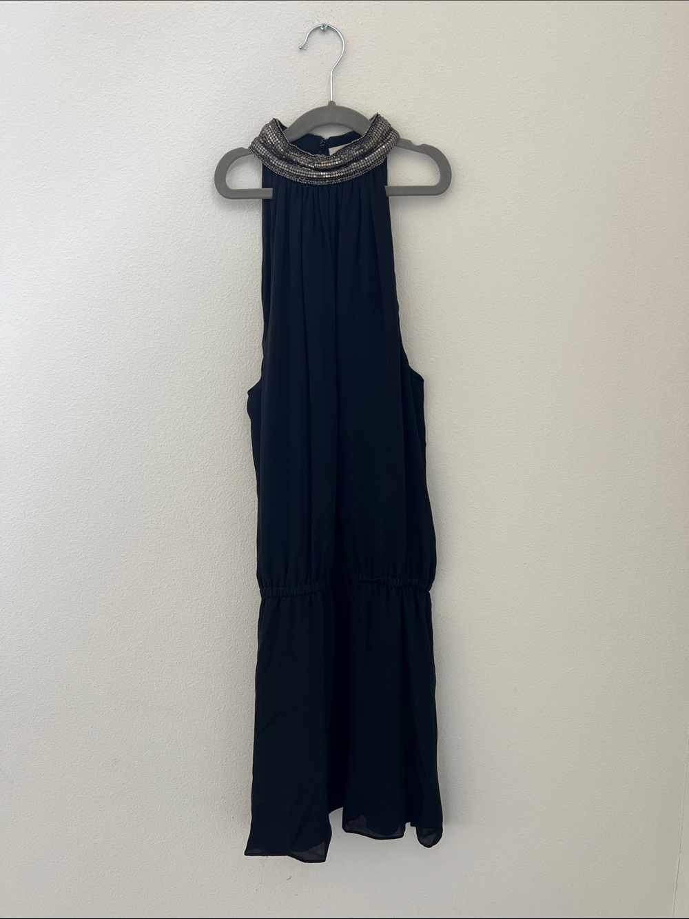 Ramy Brook Black Maxi Dress with Metallic Beaded Halter